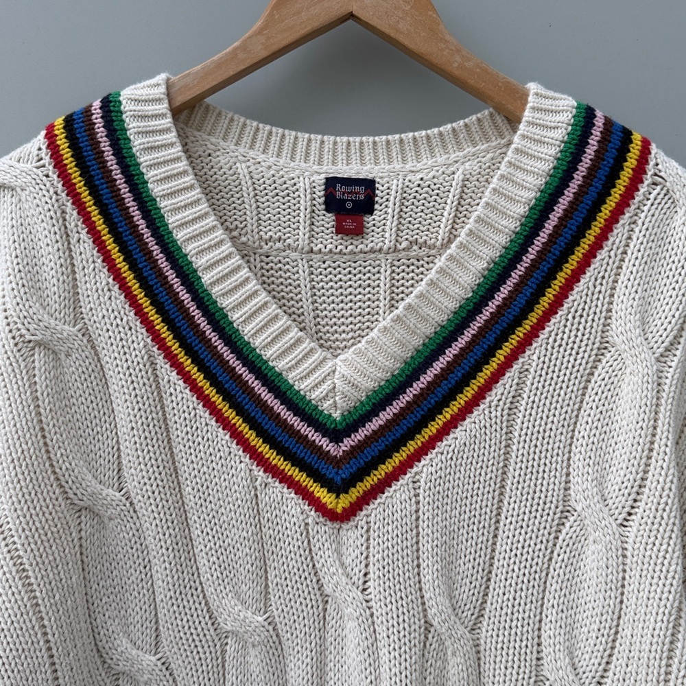 Rowing Blazers x Target Adult Croquet Stripe Cable Knit Sweater - Picture 7 of 10